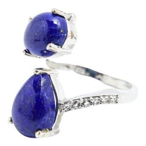Sterling Silver Lapis Lazuli Cocktail Ring Bypass STS 925 Chuck Clemency Size 7
